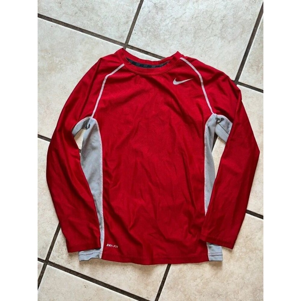 Boys Red & Gray Nike Dri-Fit Long Sleeve Shirt Size Medium